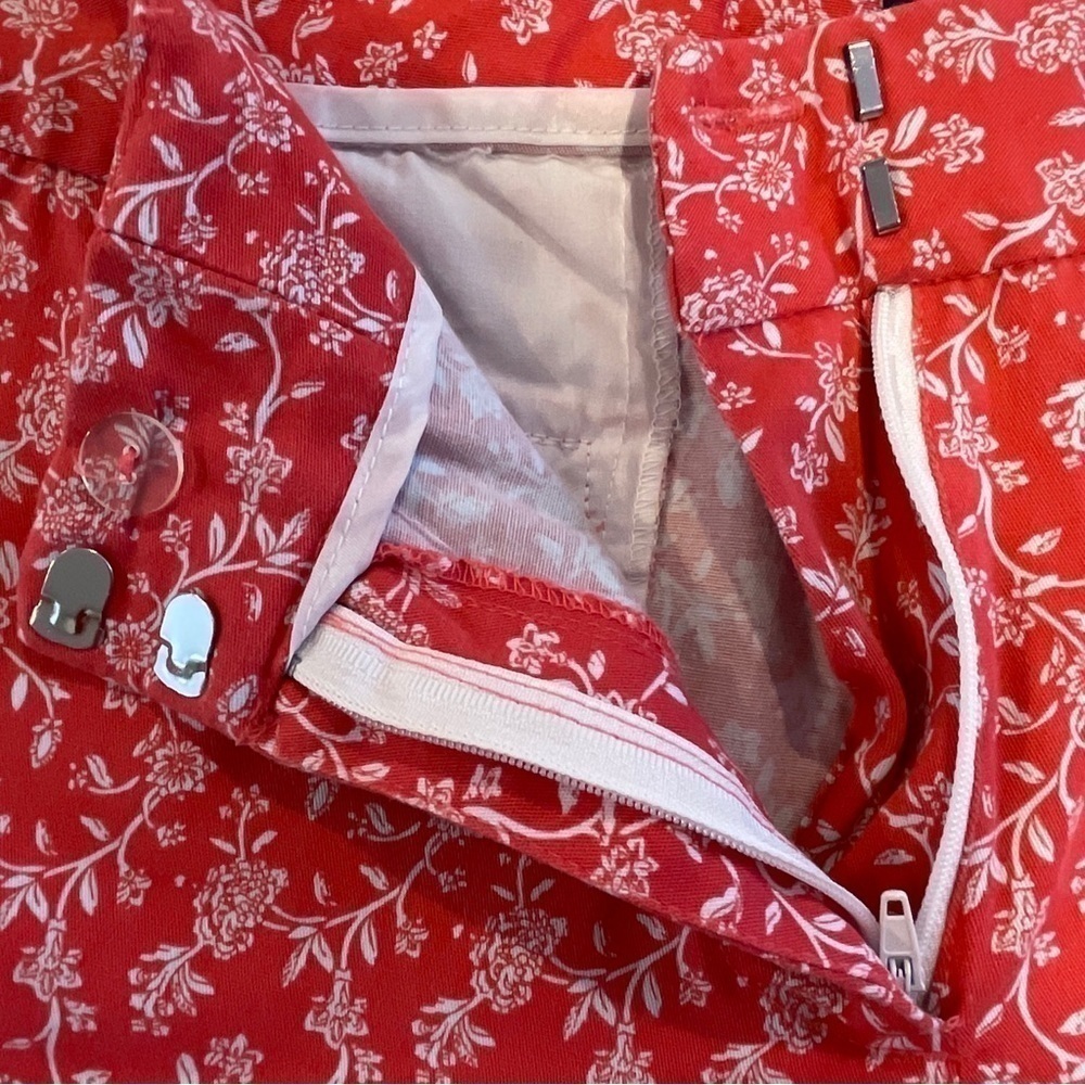 Land N Sea Chino Shorts Salmon Coral Floral Size 14 - Picture 8 of 16